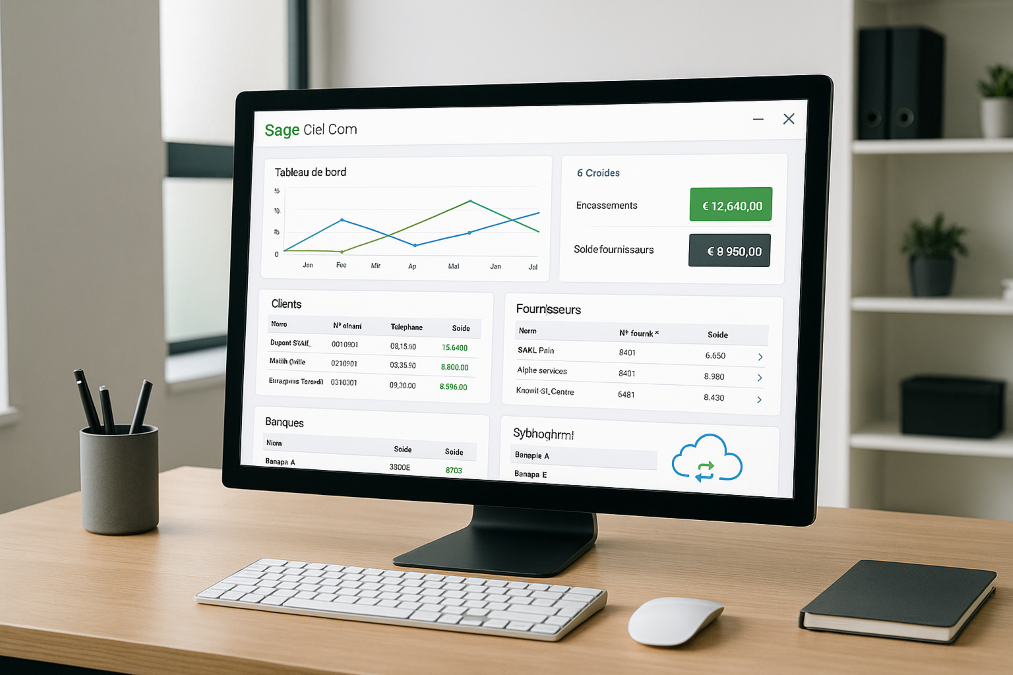 Votre application Sage Ciel Com pour l’installation et la synchronisation de la gestion comptable